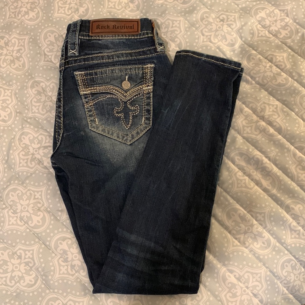 Woman’s rock Revival ripped skinny jeans